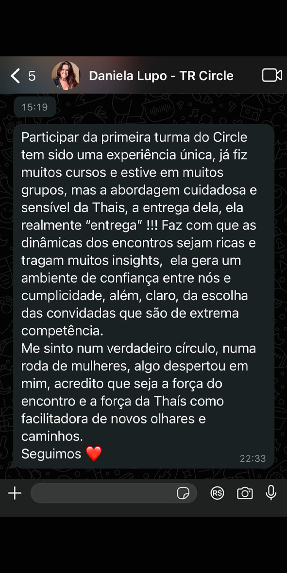 Depoimento TR Circle Thais Roque